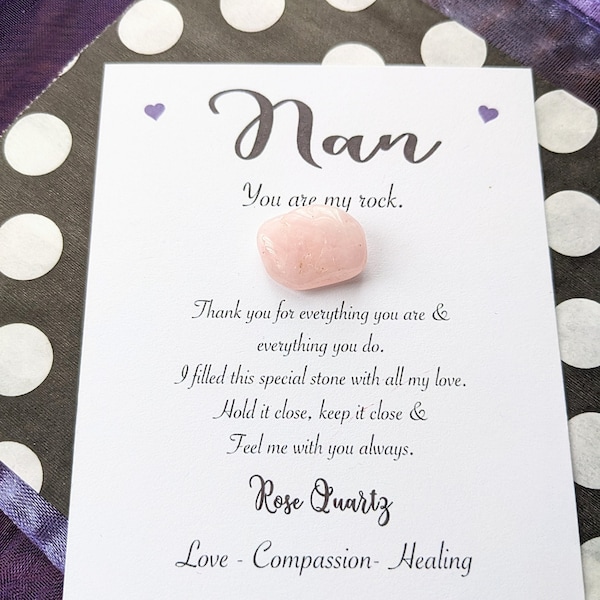 Nan ' Rose Quartz, Pocket Hug , crystal . Nan you are my rock.special nan