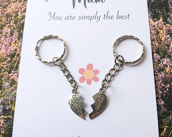 Mum & Daughter Split Heart Keychains, Mother's Day Gift