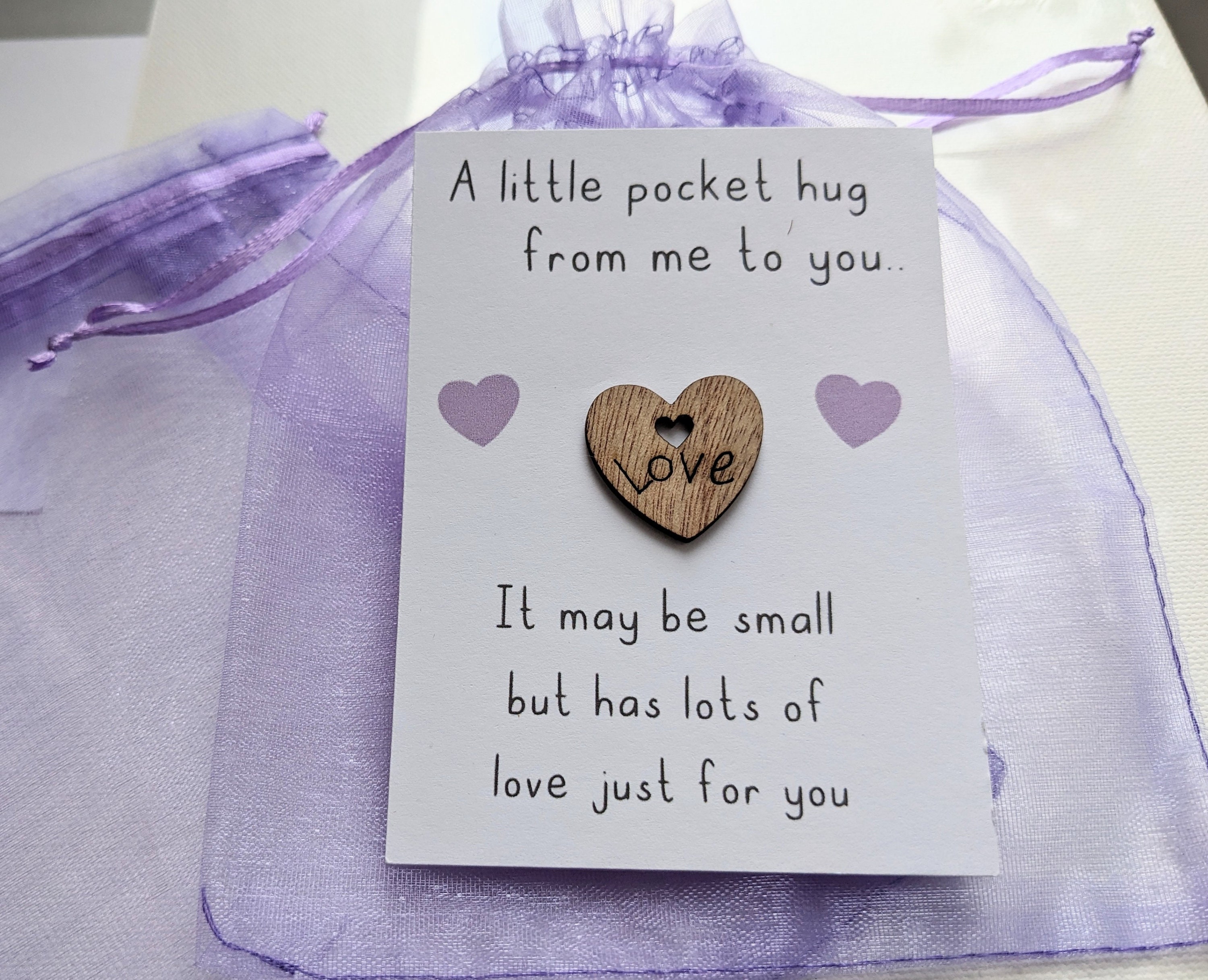 A Little Pocket Hug, Sister Gift, Wooden Love Heart .friend Gift ...