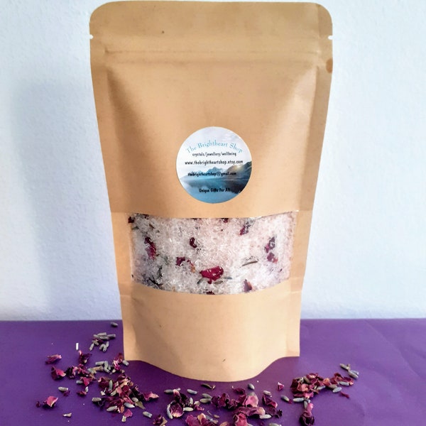 Rose & Lavendar / Sandalwood / Aromatherapy, VEGAN CRUELTY FREE, Bath salts, Dried Flowers,Sleep Easy ,Anti Anxiety