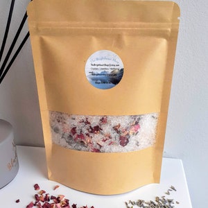 Large Aromatherapy Botanical Essential oils epsom & pink himalayan blend, Bath salts, Gift card