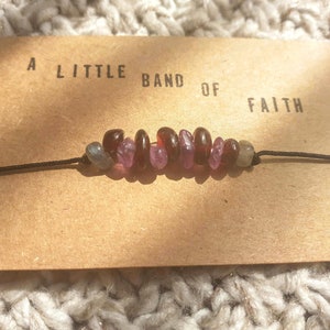 Crystal Healing Faith Labradorite Amethyst Garnet Anklet Bracelet Love friendship