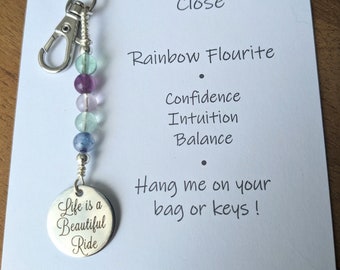 Crystal Bag Charm, positivity charm friend gift , keychain anxiety support