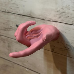 Female Hand Hook, Index Out, Matte Pink, 3D Printed, Wall Mounted, Floating Effect  (S147)