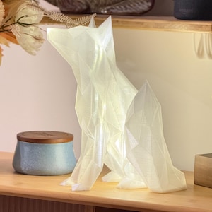 Luce a forma di volpe, trasparente, con luce LED, decorazione per la casa, low poly