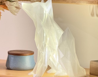 Fox Light, Clear, with LED Light, Home Decor, Low Poly