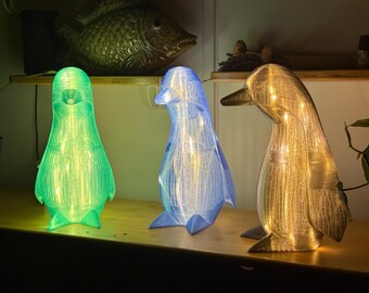 Guirlande lumineuse pingouin, lampe statue animal magique, décoration d'intérieur, thème hivernal, impression 3D