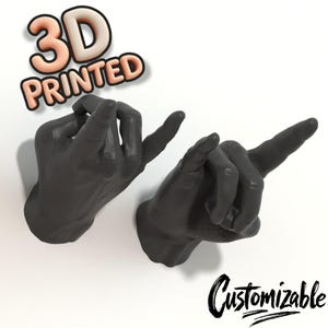 Male Hand Hook, Rock-On, Choose Your Color, 3D Printed, Wall Mounted, Floating Effect