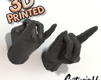 Männlicher Handhaken, Rock-On, wählen Sie Ihre Farbe, 3D gedruckt, an der Wand befestigt, schwebender Effekt
