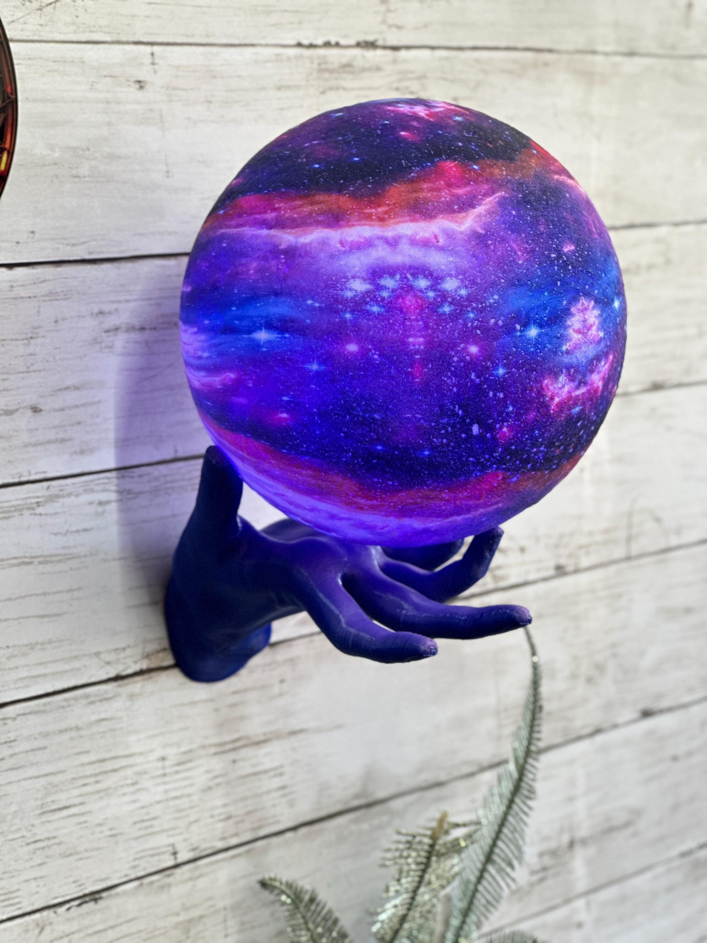 Female Hand Hook, Hold My Moon, Bi-color Purple, Moon Size 7.1 in, 3D Printed, Wall Mounted, Floating Effect  (S086)
