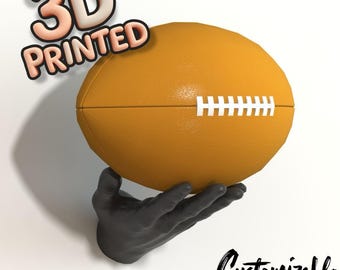 Wandhaken, realistische männliche Hand, Ball halten, American Football, wählen Sie Ihre Farbe, 3Dgedruckt