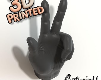 Male Hand Hook, Peace, Choose Your Color, 3D Printed, Wall Mounted, Floating Effect