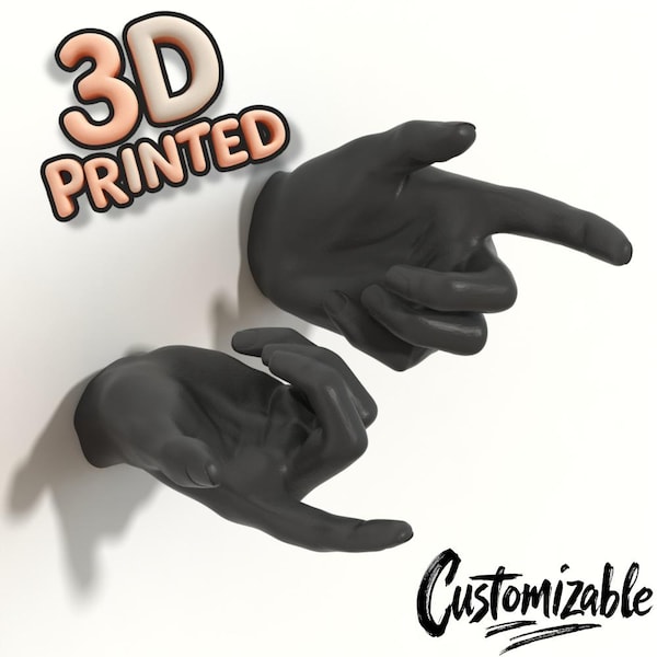 Wall Hook, Realistic Female Hand, Index Out, Choose Your Color, 3D Printed, Floating Effect