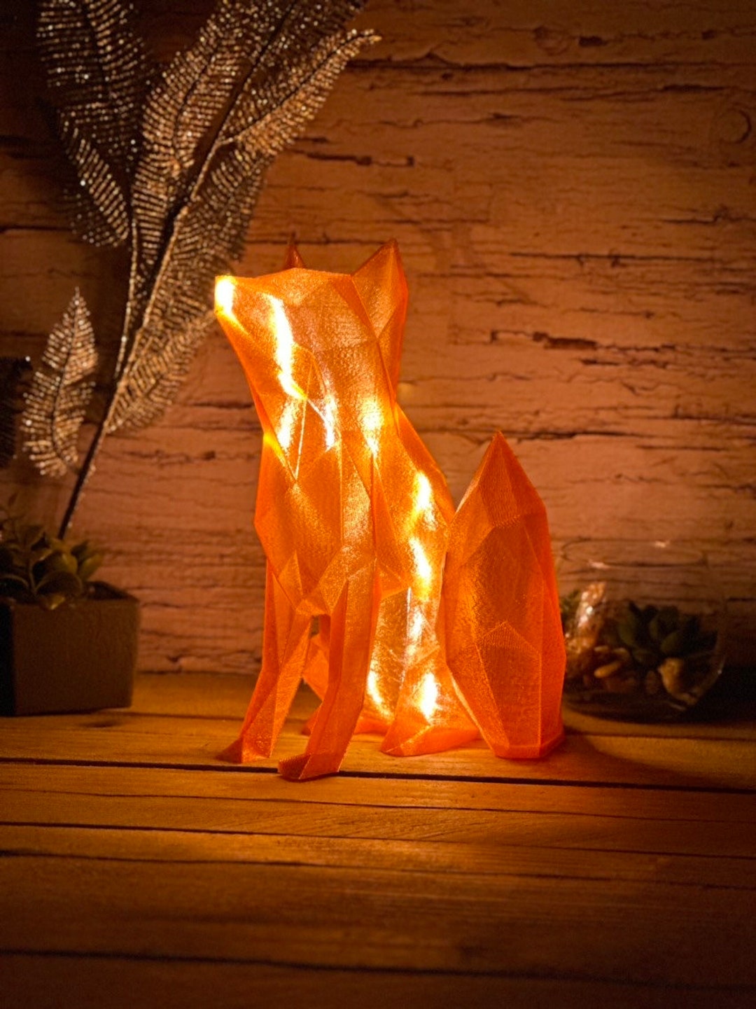 Fox Light, Red, With LED Light, Home Decor, Low Poly - Etsy