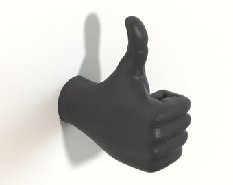 Male Hand Hook, Thumbs Up, Printed, Wall Mounted, Floating Effect