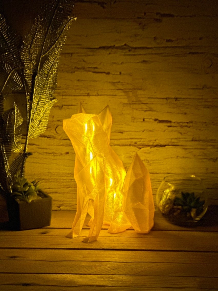 Fox Light, Orange, Nightlight, with LED Light, Home Decor, Low Poly
