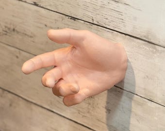 Male Hand Hook, Thinking Hand, Matte Skin Color, 3D Printed, Wall Mounted, Floating Effect (S176)