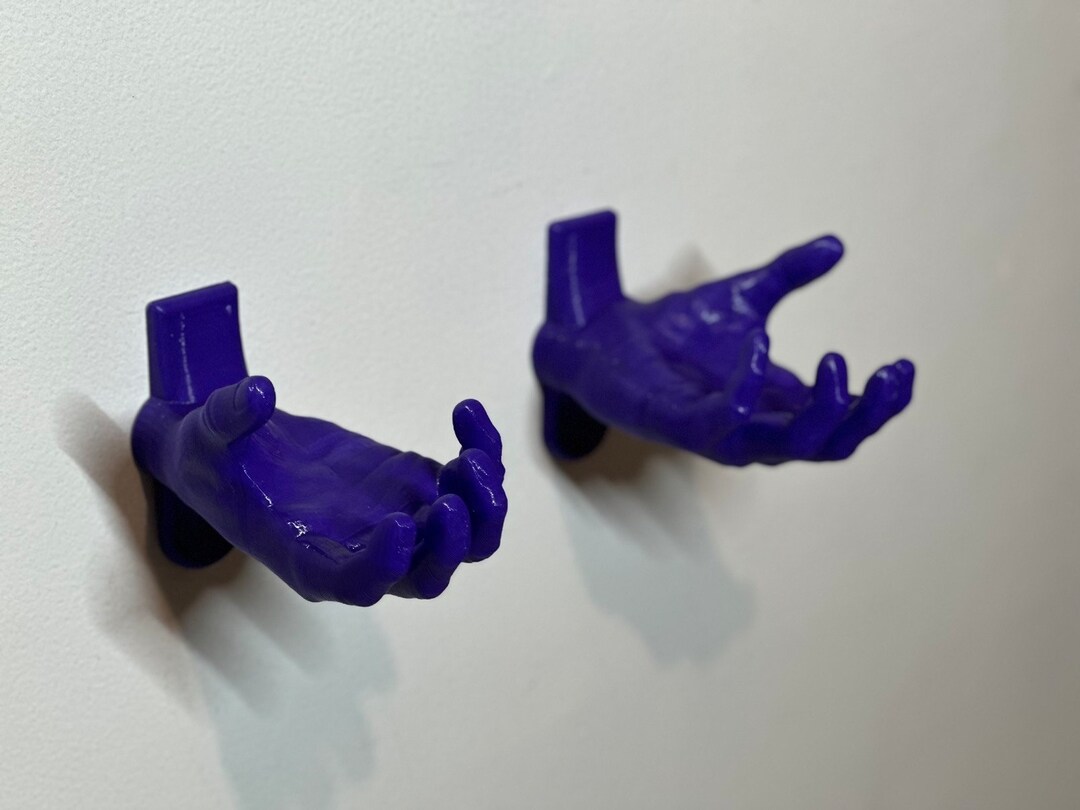 Wall Mounted Hand Hook, Grabbing, Male Gesture, Pair, Purple, Shiny