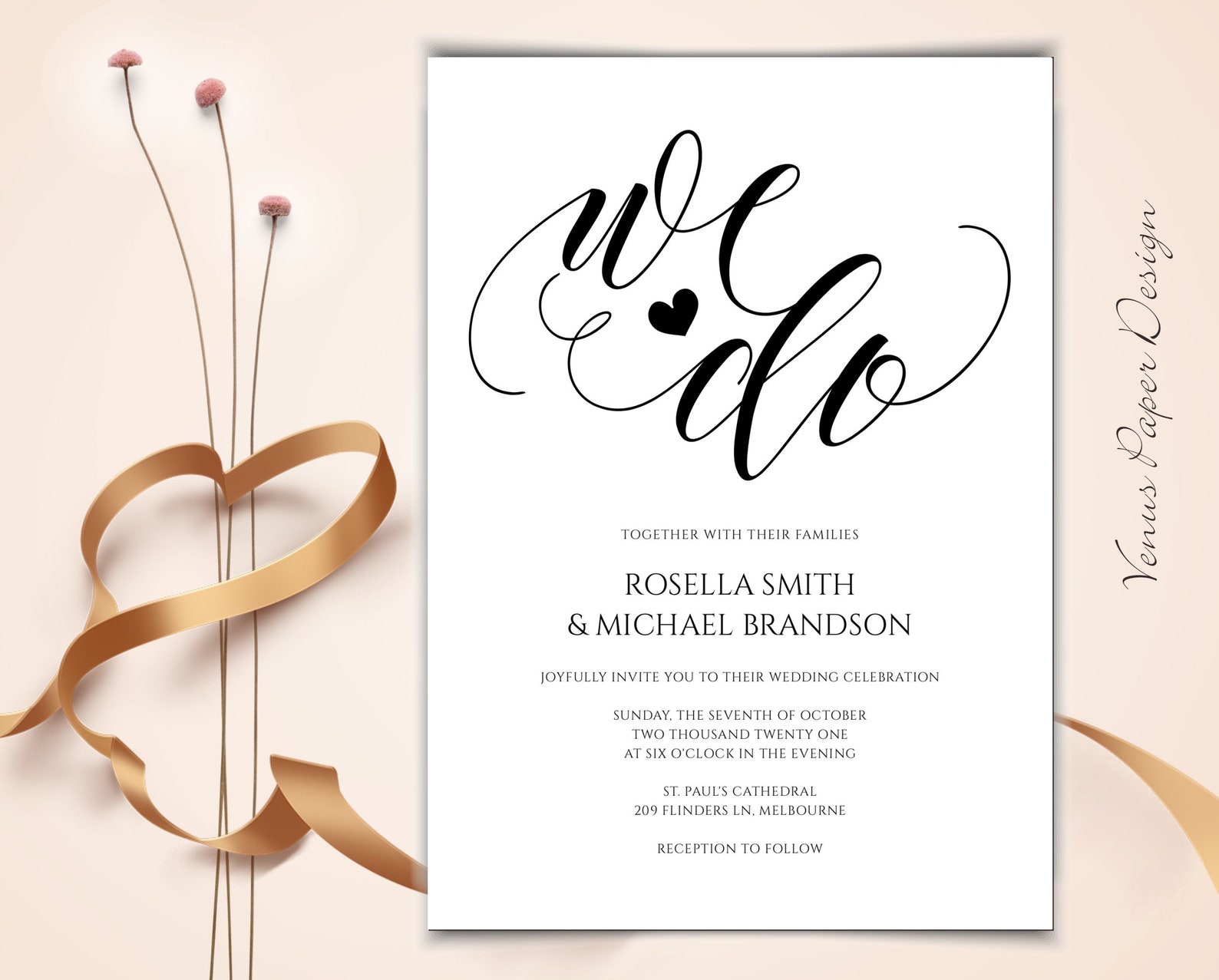 Handwritten wedding invitation templateModern Wedding Etsy