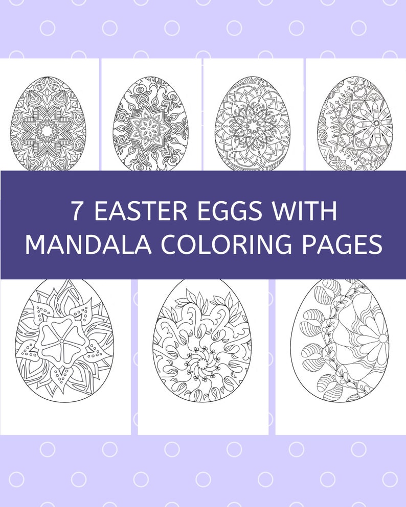 7 Easter eggs coloring pages with mandalas Mandala coloring | Etsy