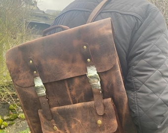 Personalized Leather Backpack, Brown Leather Backpack, Rucksack, Men Leather Backpack, Hipster Backpack  gifts for him, gifts for sons, boys