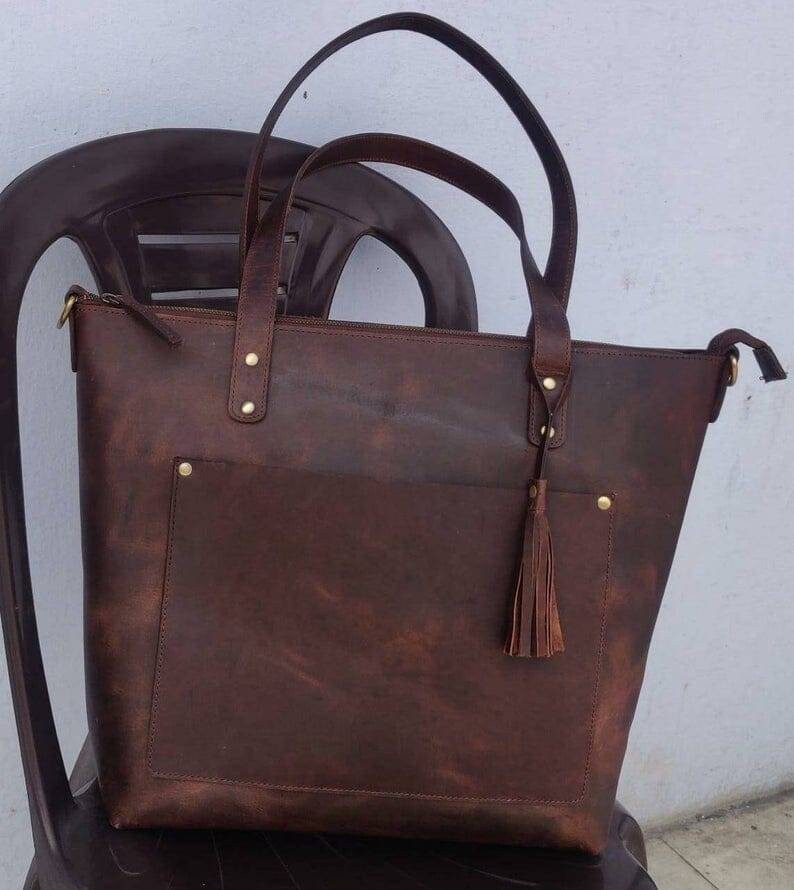 Leather Tote Bag for Women Large Leather Tote Bag Laptop Work Etsy