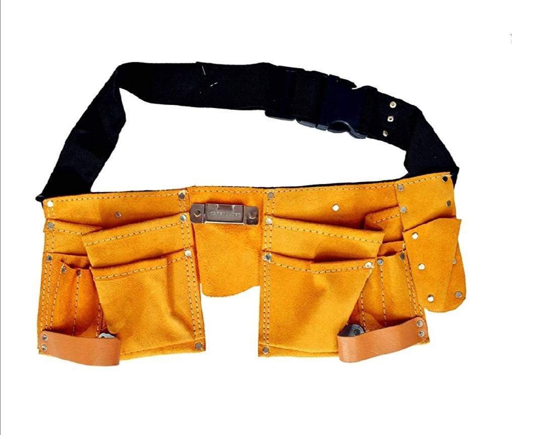 Cinturón portaherramientas de cuero de calidad con 11 bolsillos, cinturón  ajustable de nailon, regalo para el día del padre para aficionados al  carpintero, carpintero : : Bricolaje y herramientas