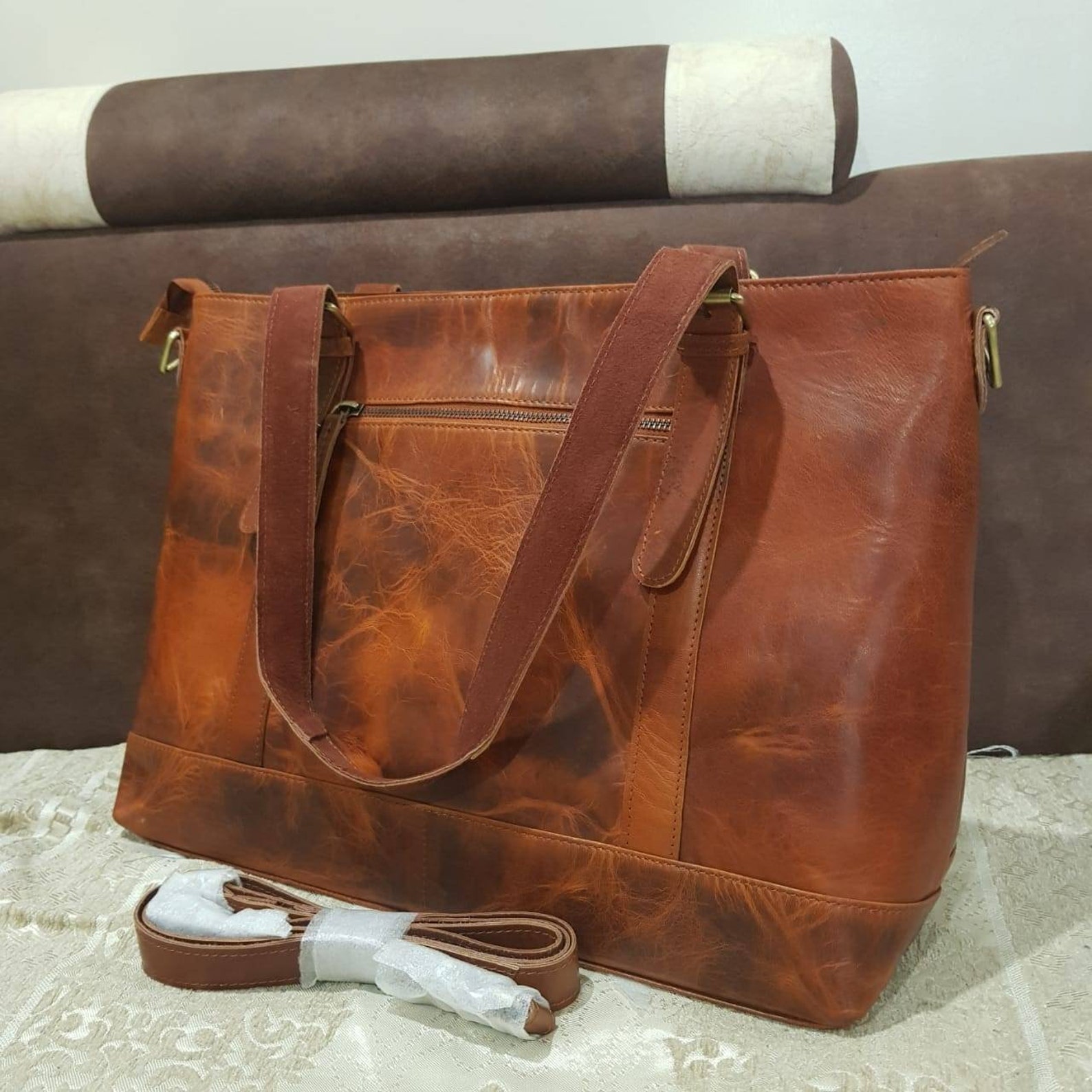 Leather Tote Bag Leather Tote With Zipper Leather Tote Bags Etsy