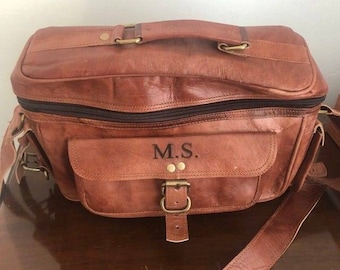 Personalisierte Leder Kameratasche, Vintage DSLR Satchel