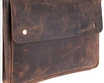 Handmade Buffalo Leather Portfolio, Macbook Case, Document Holder