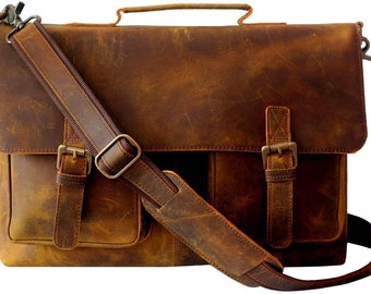 Handmade Buffalo Leather Messenger Cross-body Laptop Bag, Travel Handbag, Office Handbag Briefcase, Rustic Bag, Best Christmas Gift