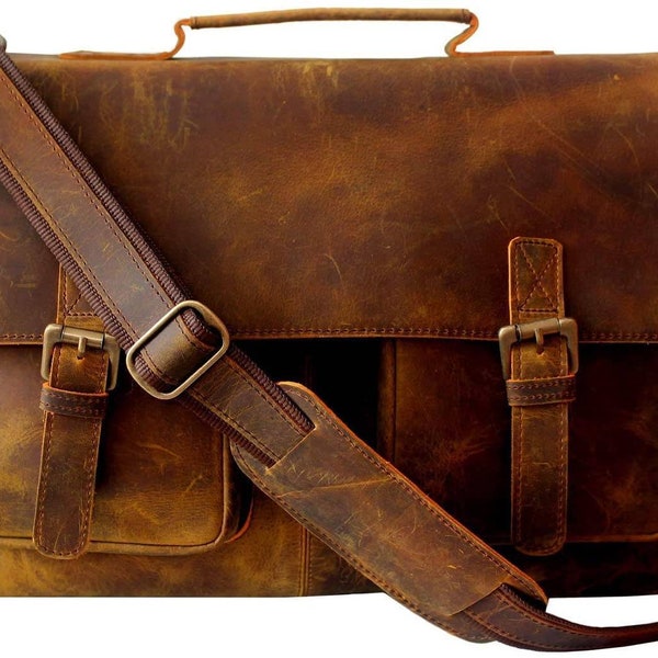 Handmade Buffalo Leather Messenger Cross-body Laptop Bag, Travel Handbag, Office Handbag Briefcase, Rustic Bag, Best Christmas Gift