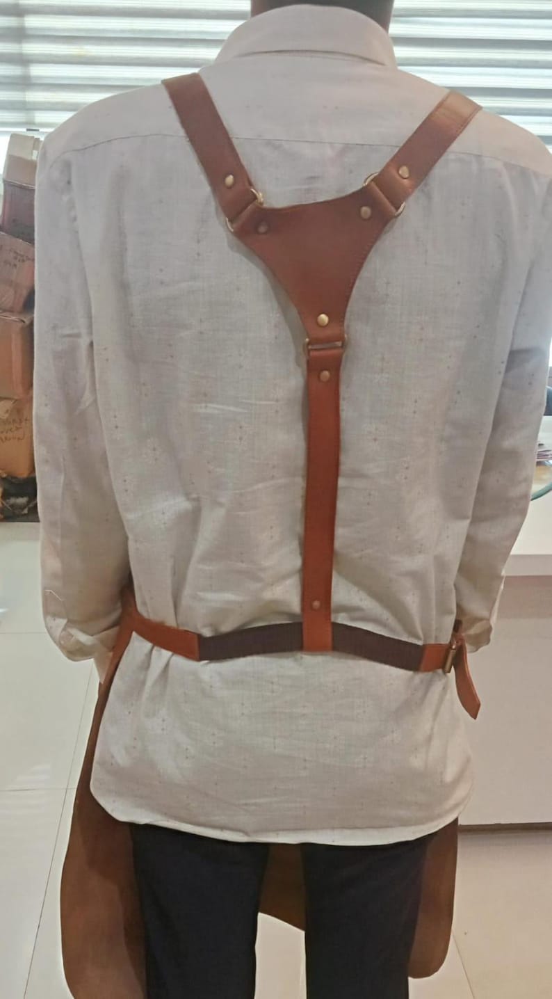 Cowhide Leather Apron, Adjustable Straps, Fire Prevention image 3