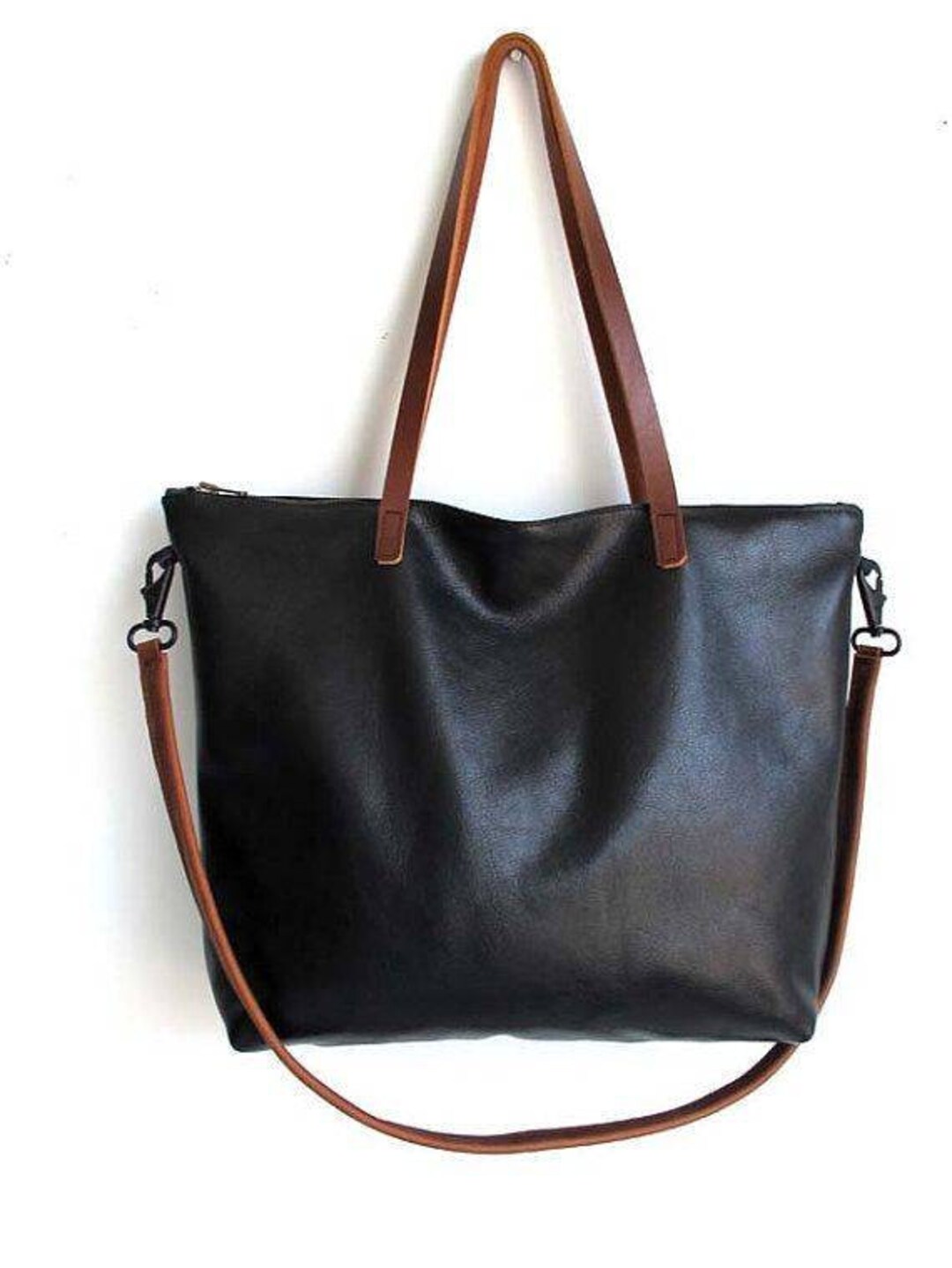 Black Leather Tote Bag for Women Purse Large Work Shoulder Bag - Etsy