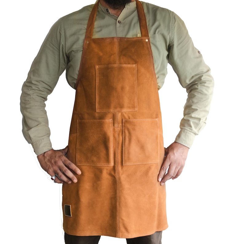 Cowhide Leather Apron, Adjustable Straps, Fire Prevention image 10