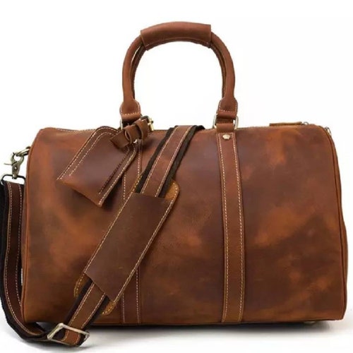 Leather Duffle Bag Men Personalized Groomsmen Gift Bag Etsy