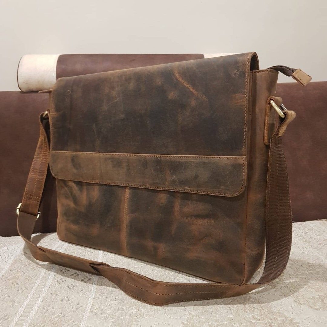 Personalized Handmade Vintage Leather Handbag Briefcase Messenger Bag ...