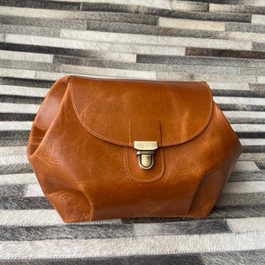 Personalized Leather Makeup Bag, Travel Cosmetic Bag, Skincare Storage