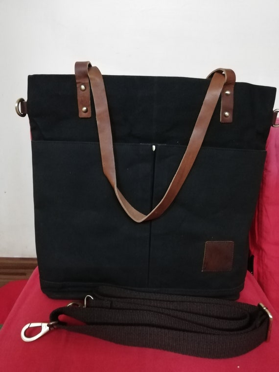 Waxed Canvas Tote Pockets Waxed Canvas Tote Bags for Women Waxed Canvas Tote Vintage Waxed Canvas Tote Leather Handles Womens Day Gift Etsy UK