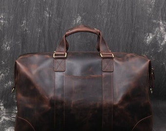 Leather Duffle Bag, Large Travel Bag, Mens Leather Weekend Bag, Personalized Outdoor Bag, Holdall Bag, Groomsmen Gift Bag Cyber sale Friday