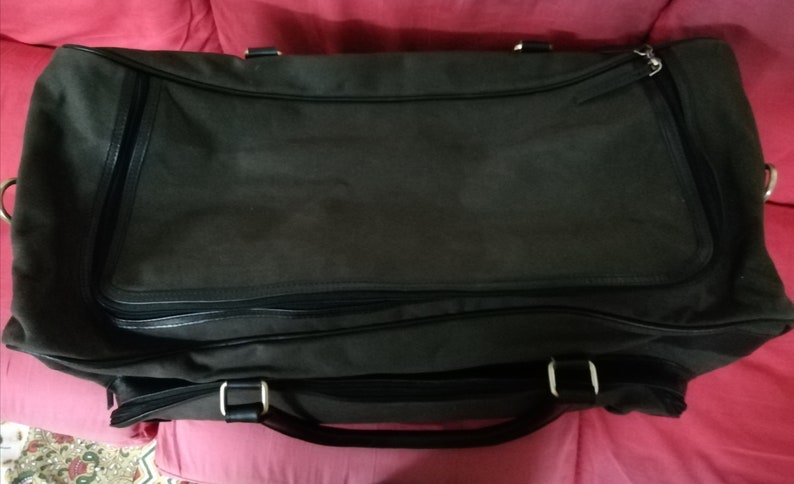 Sac Unisexe Toile Cirée Gris Foncé Et Cuir - Sac Cartable - Sangle Détachable - Neuf Sans étiquettes