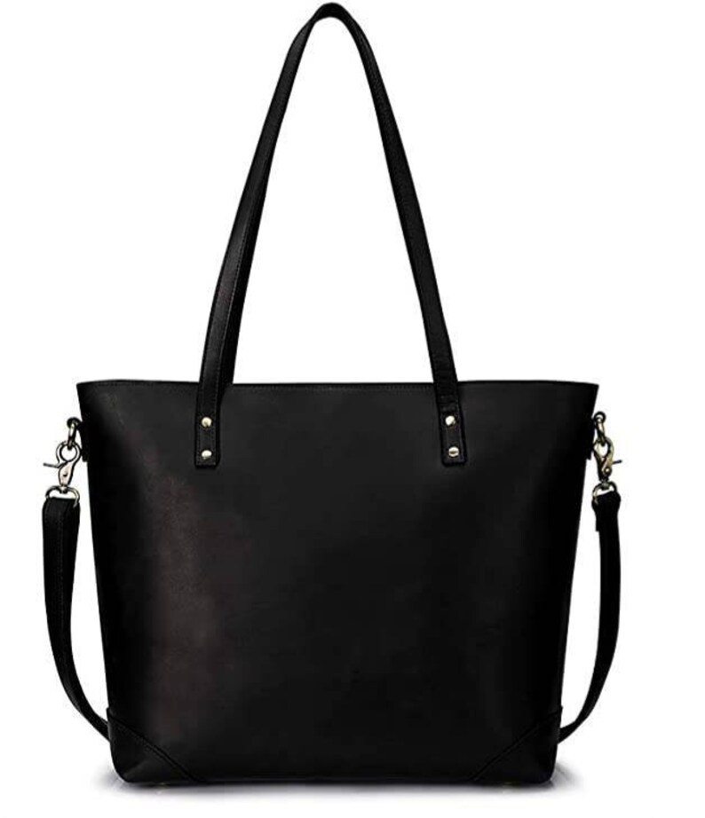 Black Leather Tote Bag for Women Purse Large Work Shoulder Bag Etsy