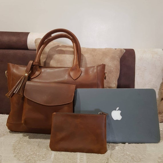 Grande Sacoche Messager En Cuir Marron 18 Pouces - Sac Pour Ordinateur Portable, Qualité Supérieure