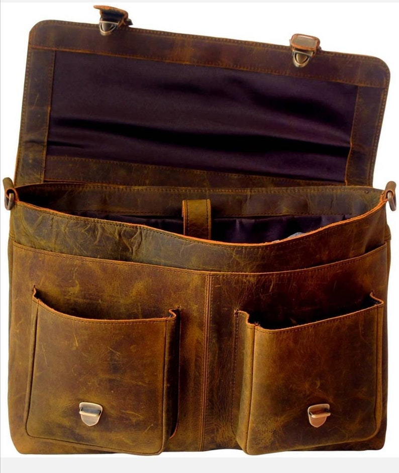 Personalisierte Umhängetasche aus echtem Leder Laptoptasche Umhängetasche für Frauen Geschenk für Männer Bürotasche Arbeit Aktentasche rustikale Tasche Große Schultasche Bild 8
