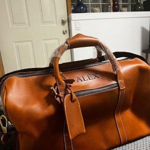 Gepersonaliseerde herenreistas, volnerf leren plunjezak, plunjezak met monogram, weekendbagagetas, unieke valentijnscadeaus, handbagage