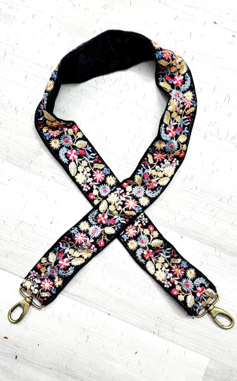 Retro Jacquard Purse Strap, 2 Wide Adjustable Crossbody Bag Strap