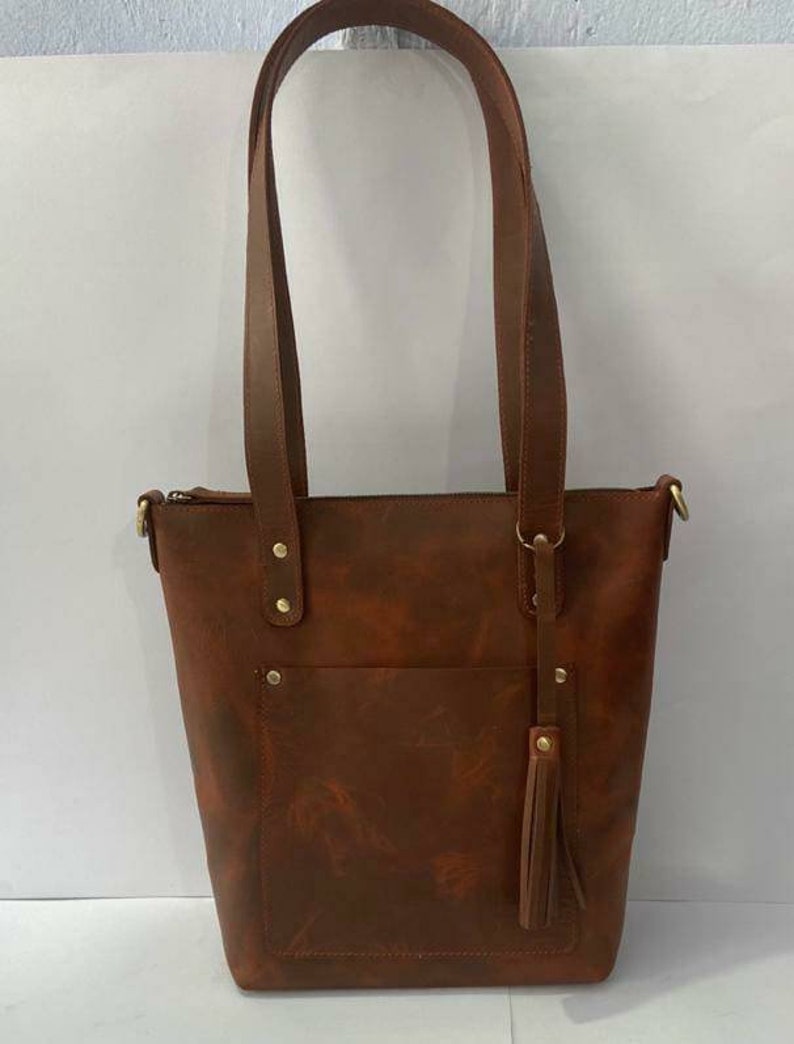 Genuine Leather Tote Bag Leather Anniversary Wedding Gift for Etsy