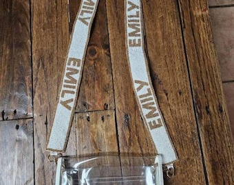 Alça de Bolsa Personalizada com Miçangas: Cinto para Bolsa com Inicial, Cores do Dia do Jogo