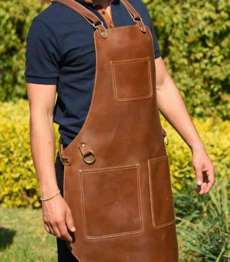 Leather apron, leather apron men, leather apron woodworking, leather apron blacksmith, leather apron bbq, chef gift, chef apron, bbq apron Tan Leather Apron