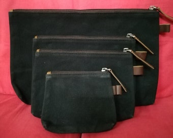 Waxed Canvas Pouch | Zipper Pouch | Pencil Pouch